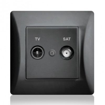 Πρίζα TV-SAT Μαύρο Lineme H-Series 50-00138-2
